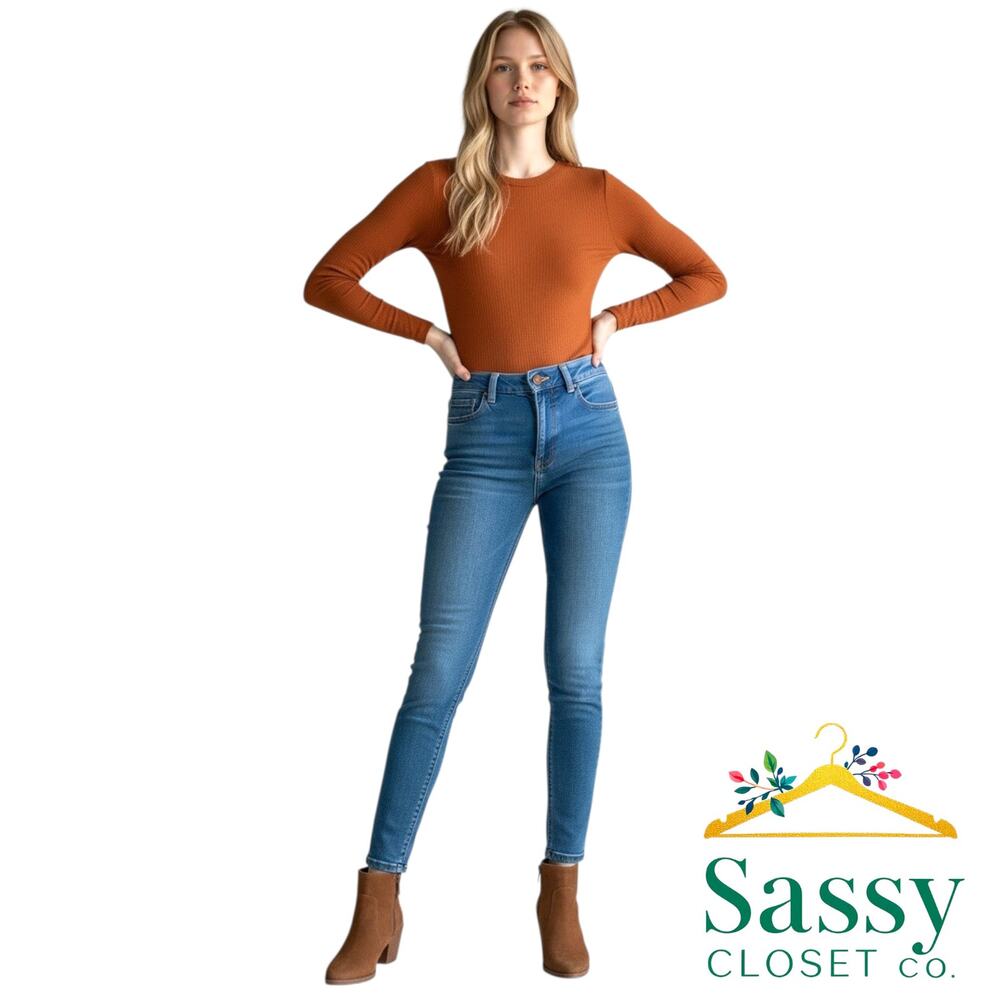 American Eagle Next Level Curvy High Rise Skinny Jeggings 6 Long Blue Jeans